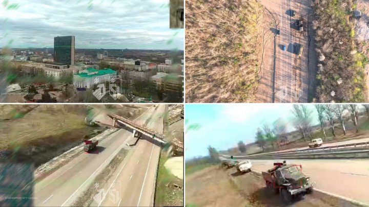 Ukrainian drones strike Russian logistics routes around occupied Donetsk, April 2026. (Source: 1st Corps of the National Guard of Ukraine “Azov”)