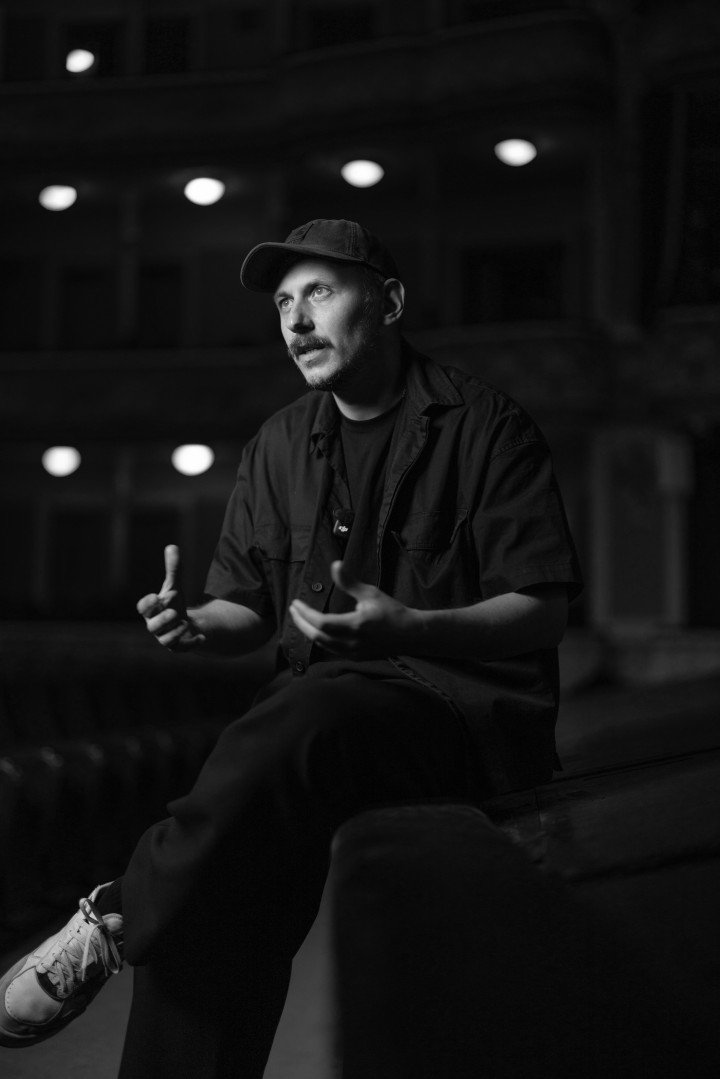 Director Ivan Uryvskyi often tackles complex themes, exploring them through unexpected theatrical language. (Photo: Vic Bakin/UNITED24 Media)