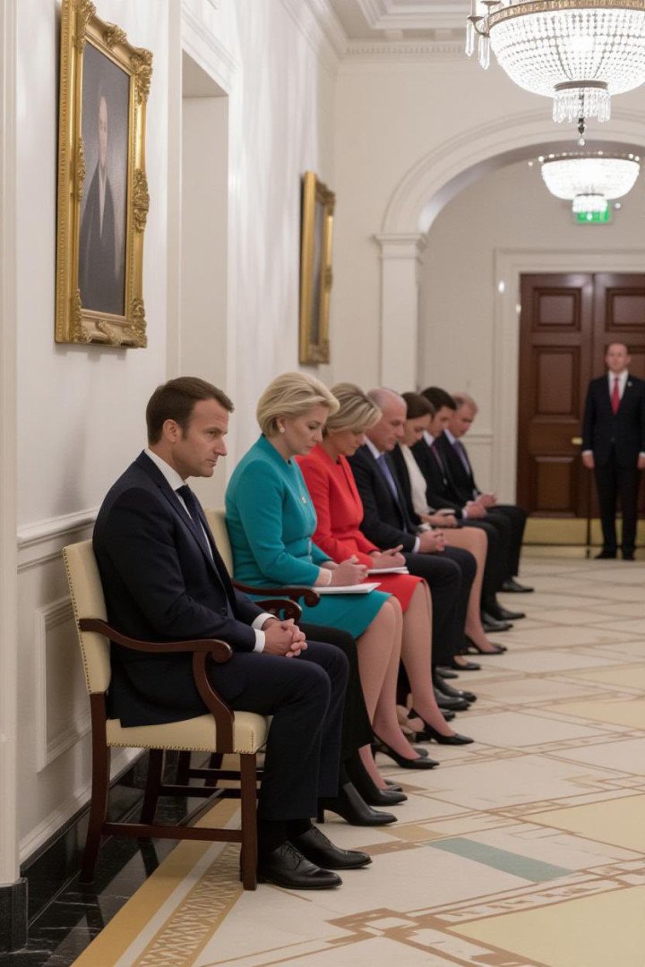 The fake AI-generated image claiming to be European leaders waiting on US President Donald Trump. (Source: Open source via X)