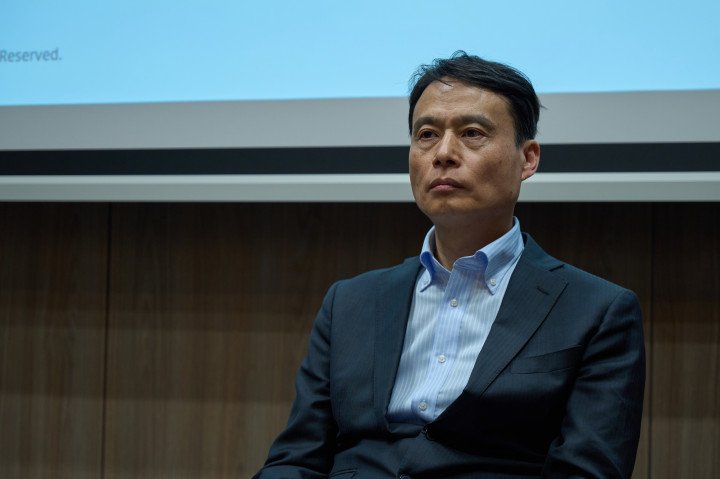 Terra Drone CEO Toru Tokushige speaks during a joint press conference with Amazing Drones in Kyiv. (Source: Mykyta Shandyba, UNITED24 Media)