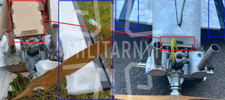 Comparison of “Herbera” drone debris: left found in Poland, right in Ukraine. (Source: Militarnyi)