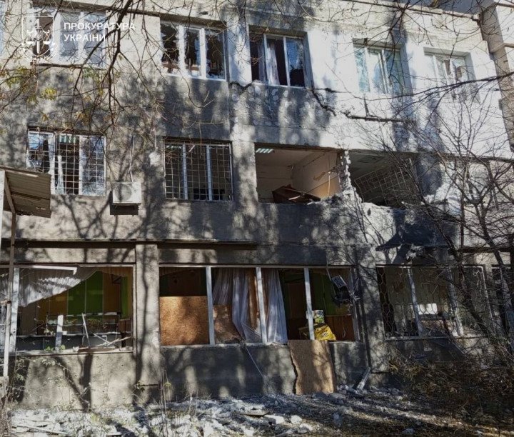 Russian forces attacked a children's hospital in Kherson, Ukraine on October 29, 2025. (Source: Kherson Regional Prosecutor’s Office)