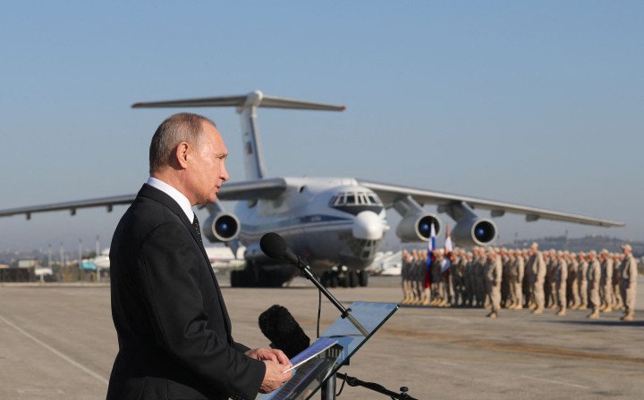 Russian President Vladimir Putin during his visit to the Russian air base in Hmeimim in the northwestern Syrian province of Latakia (Source: Mikhail Klimentyev via Getty Images) Russian President Vladimir Putin during his visit to the Russian air base in Hmeimim in the northwestern Syrian province of Latakia (Source: Mikhail Klimentyev via Getty Images)