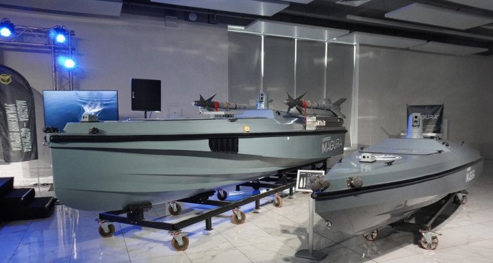 Magura V5 and V7 naval drones, May 2025. (Photo credit: Militarnyi) Magura V5 and V7 naval drones, May 2025. (Photo credit: Militarnyi)