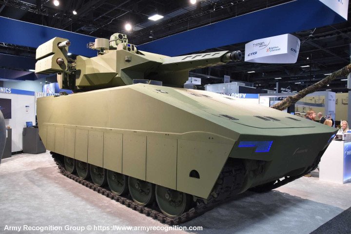 Concept model of the XM30 infantry fighting vehicle based on the Lynx KF41 platform displayed at AUSA 2022 in Washington, DC. (Source: Army Recognition Group)