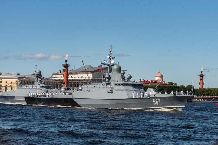 Karakurt-class warship “Mytishchi” during Russia’s Navy Day celebrations in Saint Petersburg, 2020.