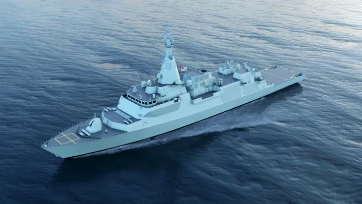 Rendering of a River-class destroyer based on the Type 26 design, featuring Canadian Navy markings. (Source: BAE Systems)