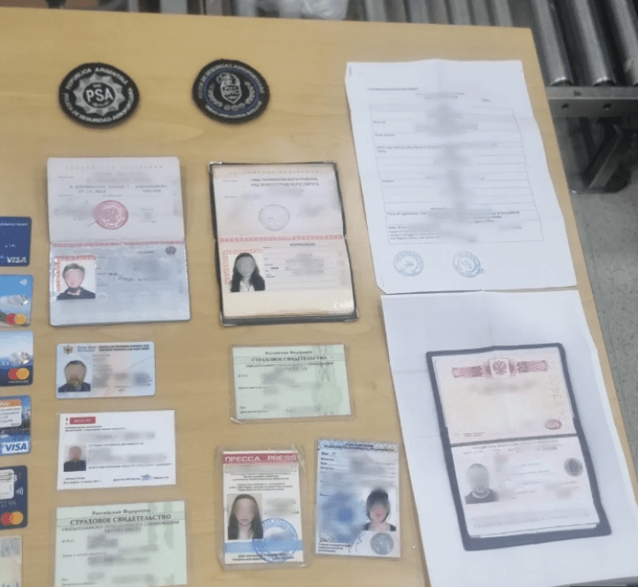 The documents seized during the arrest by the Airport Security Police in Bariloche, Argentina. (Source: Argentina Airport Security Police) The documents seized during the arrest by the Airport Security Police in Bariloche, Argentina. (Source: Argentina Airport Security Police)