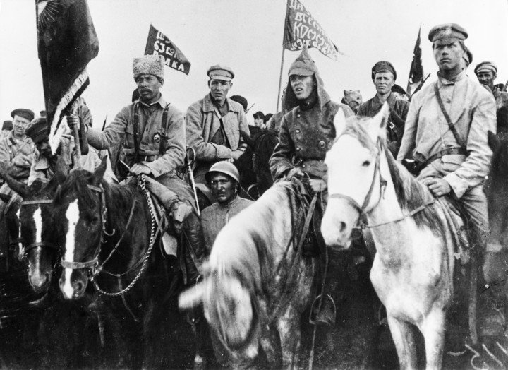 Red Army soldiers of the first cavalry army, commanded by Semyon Budyonny at a rally in 1920, russia, civil war. (Photo by: Sovfoto/Universal Images Group via Getty Images) Red Army soldiers of the first cavalry army, commanded by Semyon Budyonny at a rally in 1920, russia, civil war. (Photo by: Sovfoto/Universal Images Group via Getty Images)