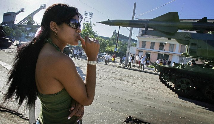 A woman looks at a Russian-made SAM-2 mobile antiaircraft missile launcher in Havana, Cuba. (Source: Alberto Roque via Getty images) A woman looks at a Russian-made SAM-2 mobile antiaircraft missile launcher in Havana, Cuba. (Source: Alberto Roque via Getty images)