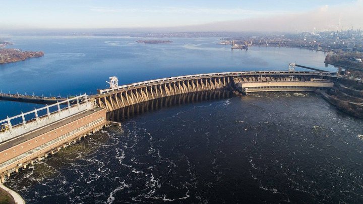 The Dnipro Hydroelectric Power Plant (DPP) in Zaphorizia. The Dnipro Hydroelectric Power Plant (DPP) in Zaphorizia.