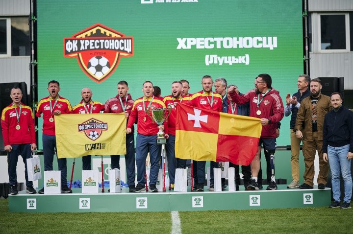 Khrestonostsi (“The Crusaders”) from Lutsk, winners in the First League. (Source: Dan Balashov) Khrestonostsi (“The Crusaders”) from Lutsk, winners in the First League. (Source: Dan Balashov)