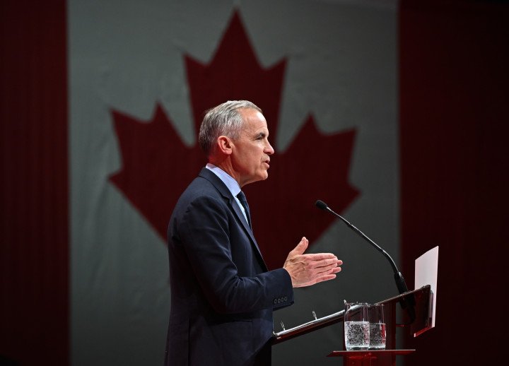 Canadian Prime Minister and Liberal Leader Mark Carney addresses volunteers and supporters at the Canada Strong Election Night event in Ottawa on April 28, 2025. (Source: Getty Images) Canadian Prime Minister and Liberal Leader Mark Carney addresses volunteers and supporters at the Canada Strong Election Night event in Ottawa on April 28, 2025. (Source: Getty Images)