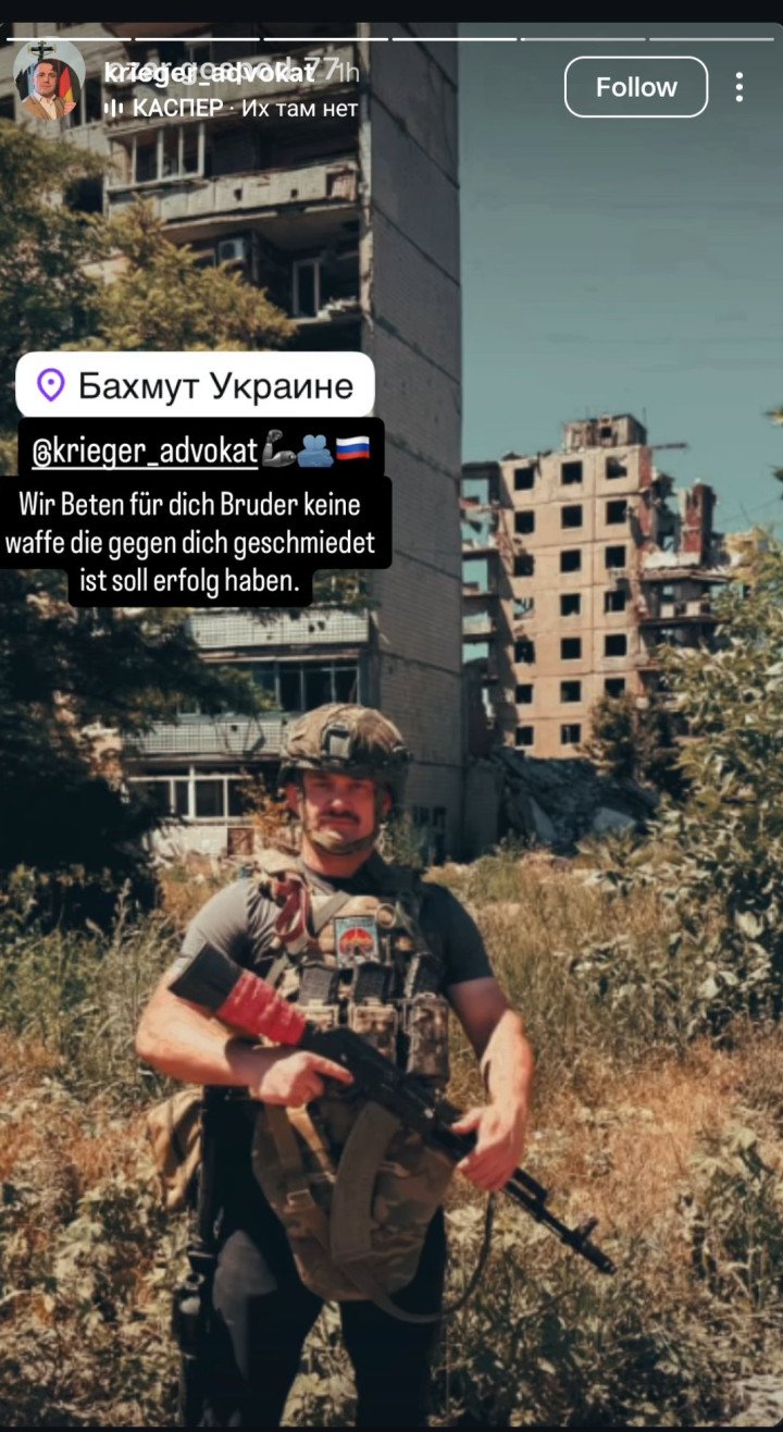 Murat Dadayev in Russian-occupied Bakhmut, eastern Ukraine, in 2026. (Source: Murat Dadayev’s Instagram) Murat Dadayev in Russian-occupied Bakhmut, eastern Ukraine, in 2026. (Source: Murat Dadayev's Instagram)