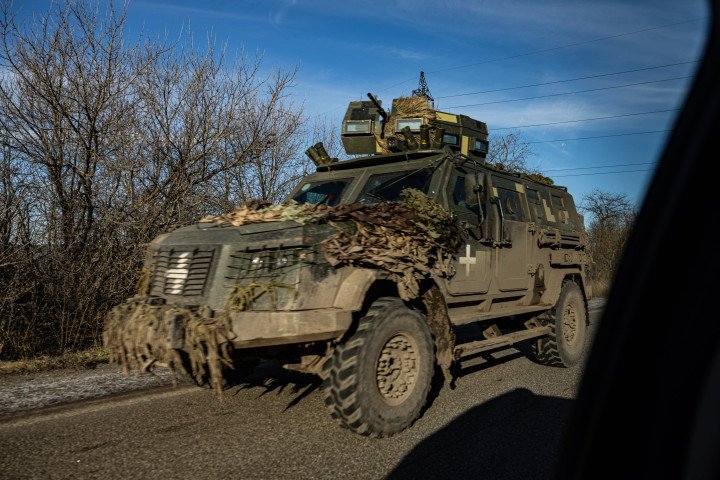 A Ukrainian Kozak-2M1 armored vehicle patrols in the Donetsk region on December 19, 2022. (Source: Getty Images) A Ukrainian Kozak-2M1 armored vehicle patrols in the Donetsk region on December 19, 2022. (Source: Getty Images)