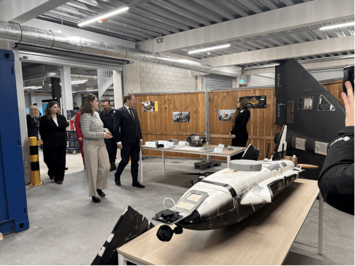 Dutch Minister of Foreign Affairs David van Weel, together with State Secretaries Aukje de Vries and Eugène Heijnen inspect the drones at Amsterdam Schiphol Airport. Dutch Minister of Foreign Affairs David van Weel, together with State Secretaries Aukje de Vries and Eugène Heijnen inspect the drones at Amsterdam Schiphol Airport.