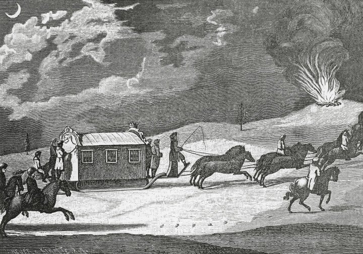 Empress Catherine II (1729-1796) travelling in a covered sled, visit to Crimea in 1787, engraving. Source: Getty Empress Catherine II (1729-1796) travelling in a covered sled, visit to Crimea in 1787, engraving. Source: Getty