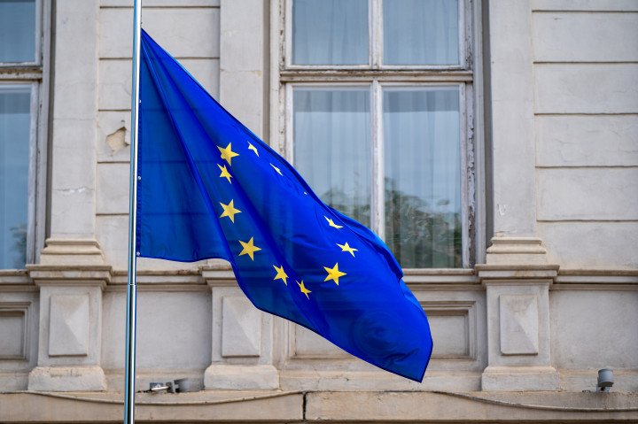 The European Union flag flies in the wind near the Lviv Regional Military Administration building on May 8, 2024 in Lviv, Ukraine. (Source: Getty Images) The European Union flag flies in the wind near the Lviv Regional Military Administration building on May 8, 2024 in Lviv, Ukraine. (Source: Getty Images)
