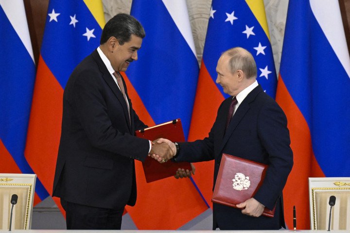 Russia’s leader Vladimir Putin and Venezuelan President Nicolas Maduro attend a signing ceremony following their talks at the Kremlin in Moscow on May 7, 2025. (Source: Alexander Nemenov via Getty Images) Russia’s leader Vladimir Putin and Venezuelan President Nicolas Maduro attend a signing ceremony following their talks at the Kremlin in Moscow on May 7, 2025. (Source: Alexander Nemenov via Getty Images)