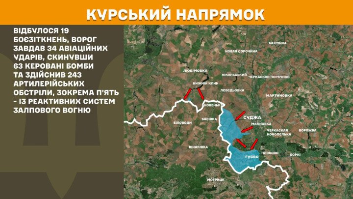 Map of the Kursk sector showing Ukraine’s withdrawal from Sudzha and ongoing clashes along the border. (Source: General Staff of the Armed Forces of Ukraine) Map of the Kursk sector showing Ukraine’s withdrawal from Sudzha and ongoing clashes along the border. (Source: General Staff of the Armed Forces of Ukraine)