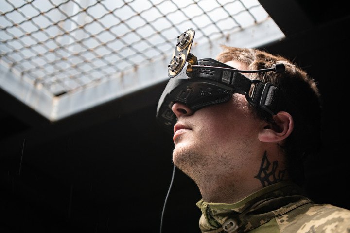 Ukrainian anti-aircraft FPV drone operators work from shelter in Donetsk region (Photo by Maks Muravsky via Getty Images)