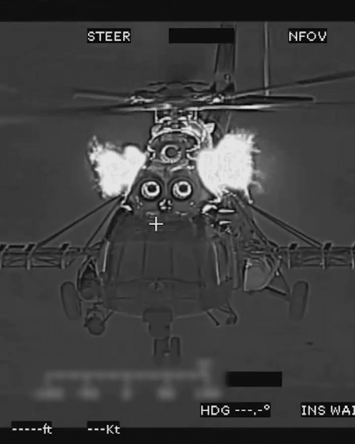 Mi-8MTV-2 Helicopter With Front-Mounted Targeting Station and Left-Side Searchlight. (Source: Video Footage)