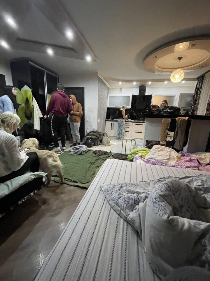 Fleeing west with an overnight in Vinnytsia where 7 adults and 2 dogs slept on the floor. Photo: Olesia Ostafiieva Fleeing west with an overnight in Vinnytsia where 7 adults and 2 dogs slept on the floor. Photo: Olesia Ostafiieva