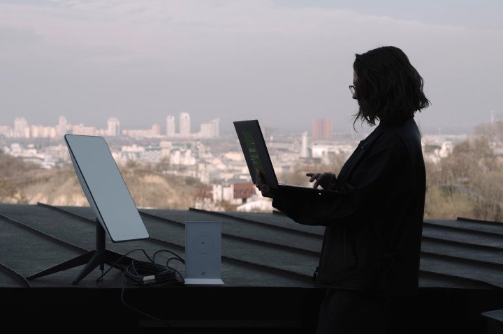 A Ukrainian uses a Starlink satellite-internet communication system on a rooftop in Kyiv, Ukraine. Photographer: Andrew Kravchenko/Bloomberg via Getty Images A Ukrainian uses a Starlink satellite-internet communication system on a rooftop in Kyiv, Ukraine. Photographer: Andrew Kravchenko/Bloomberg via Getty Images