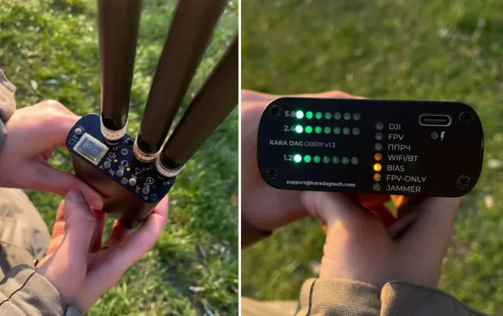The Ukrainian-made Obriy 1.3 drone detector, designed to identify and track nearby UAV signals across multiple frequency bands. (Source: Kara Dag Technologies) The Ukrainian-made Obriy 1.3 drone detector, designed to identify and track nearby UAV signals across multiple frequency bands. (Source: Kara Dag Technologies)