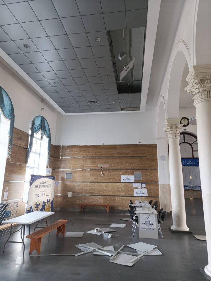 The aftermath of a Russian strike on the Sloviansk railway station. (Source: Ukrzaliznytsia)