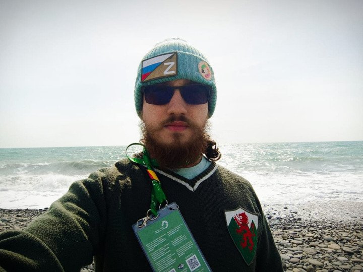 Lucas Leiroz, a pro-Russian propagandist wearing a Russian military patch on his hat. (Source: Lucas Leiroz via X) Lucas Leiroz, a pro-Russian propagandist wearing a Russian military patch on his hat. (Source: Lucas Leiroz via X)