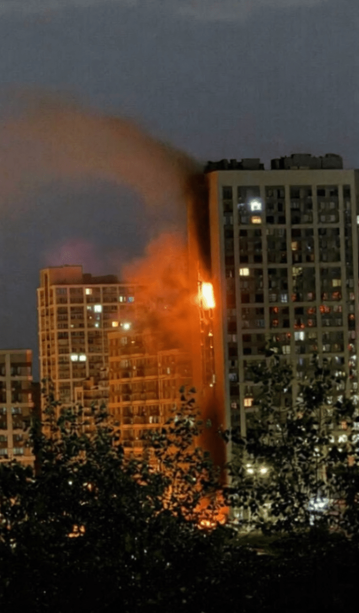 Aftermath of a reported Russian Shahed drone strike on a residential high-rise in Kyiv, July 6, 2026. (Photo: open source) Aftermath of a reported Russian Shahed drone strike on a residential high-rise in Kyiv, July 6, 2026.