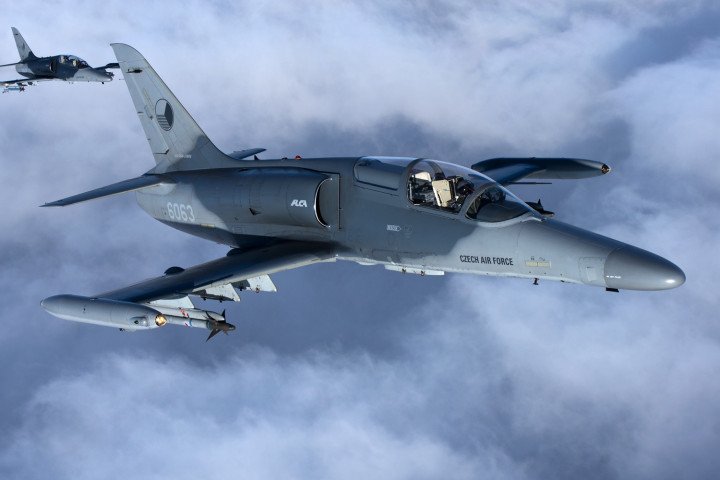 A close-up of a Czech L-159 carrying training munitions during a flight mission. (Photo: Czech Ministry of Defense)