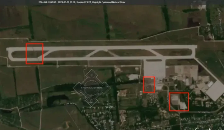 Satellite image of Donetsk Airport dated June 11, 2024, showing no visible construction in key areas later marked active. (Source: Military Journal) Satellite image of Donetsk Airport dated June 11, 2024, showing no visible construction in key areas later marked active. (Source: Military Journal)