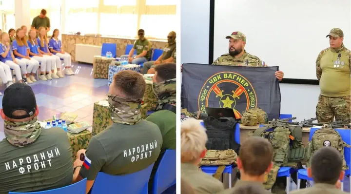 Children meeting with Wagner Group mercenaries at the “Artek” camp in occupied Crimea. (Source: “Artek”) Children meeting with Wagner Group mercenaries at the “Artek” camp in occupied Crimea. (Source: “Artek”)