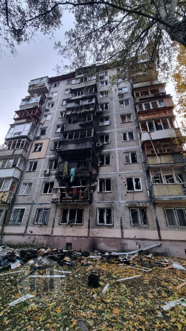 Residential building, targeted by Russian drone attack on Kyiv on October 30. (Source: Residential building, targeted by Russian drone attack on Kyiv on October 30. (Source: