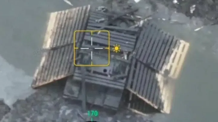 A modified Russian BTR-D bridging vehicle spotted in the Kursk region. (Source: Kriegsforscher / Forbes) A modified Russian BTR-D bridging vehicle spotted in the Kursk region. (Source: Kriegsforscher / Forbes)