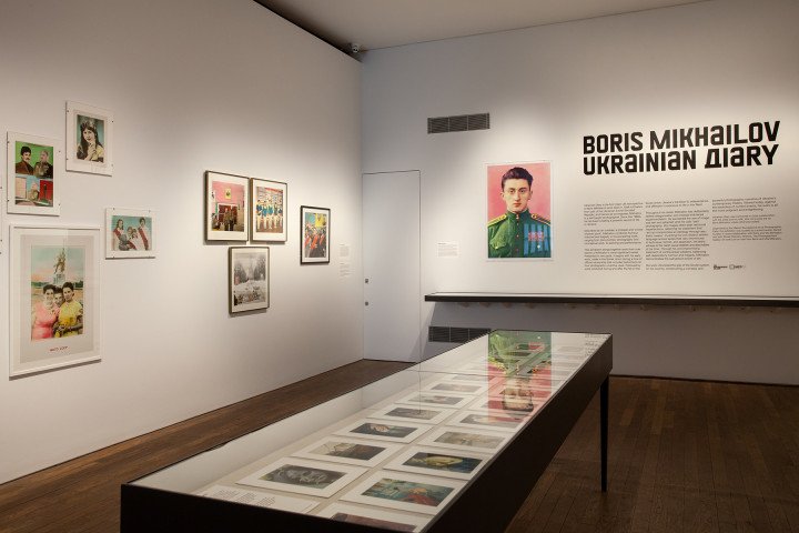 Installation view of Boris Mikhailov: Ukrainian Diary, at The Photographer’s Gallery in London. (Image: The Photographer’s Gallery)