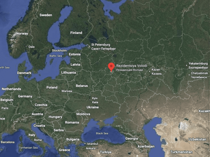 The location of the “Novo-Ogaryovo” Putin’s residence, located near Moscow (source: Google Maps). The location of the “Novo-Ogaryovo” Putin’s residence, located near Moscow (source: Google Maps).
