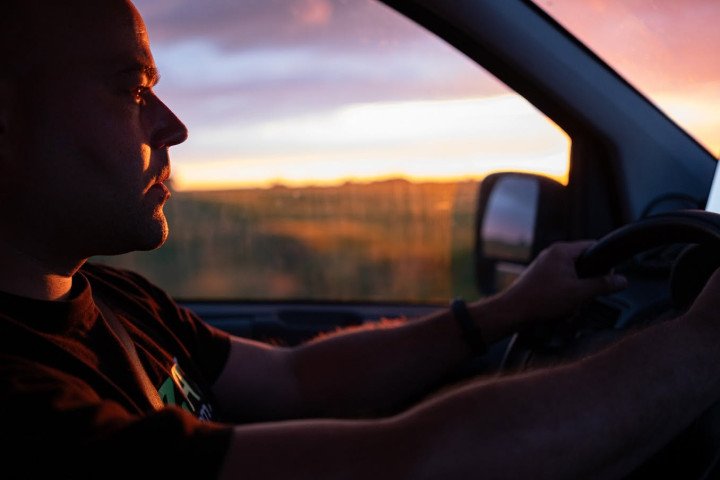 Polish volunteer Marek Rusek-Wolski drives during one of his humanitarian missions in Ukraine before he was killed in a Russian drone strike in late July. (Source: Marek Rusek-Wolski/Facebook)