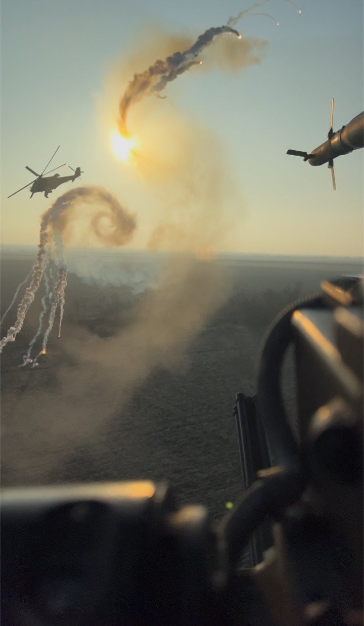 Combat operation of a pair of Mi-24s in Donetsk region on February 10. Photo by pilot Qnesko