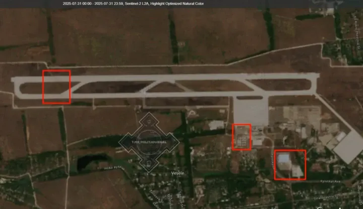 Satellite image of Donetsk Airport dated July 31, 2025, showing construction activity in multiple zones. (Source: Military Journal) Satellite image of Donetsk Airport dated July 31, 2025, showing construction activity in multiple zones. (Source: Military Journal)