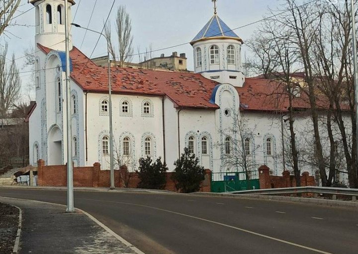 Church of St. Petro Mohyla and the Cathedral of the Dormition of the Blessed Virgin Mary in Mariupol after the Russian siege of the city. (Source: Mariupol city council) Church of St. Petro Mohyla and the Cathedral of the Dormition of the Blessed Virgin Mary in Mariupol after the Russian siege of the city. (Source: Mariupol city council)