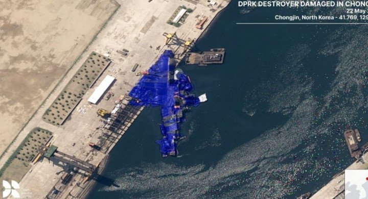 Satellite image showing the accident site of North Korea’s Kang Kon destroyer. (Source: Open Source Centre/Airbus Space) Satellite image showing the accident site of North Korea’s Kang Kon destroyer. (Source: Open Source Centre/Airbus Space)