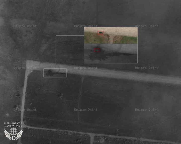 Imagen satelital muestra el Pantsir-S1 ruso destruido en el aeropuerto de Luhansk. (Fuente: Dnipro Osint) Imagen satelital muestra el Pantsir-S1 ruso destruido en el aeropuerto de Luhansk. (Fuente: Dnipro Osint)