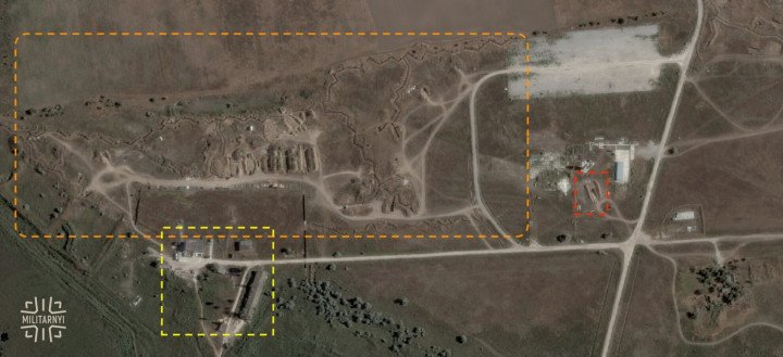 Satellite image of a Russian logistics hub near Stavky, Kherson region, published by Militarnyi using Maxar Technologies imagery. (Source: Militarnyi/Maxar Technologies) Satellite image of a Russian logistics hub near Stavky, Kherson region, published by Militarnyi using Maxar Technologies imagery. (Source: Militarnyi/Maxar Technologies)
