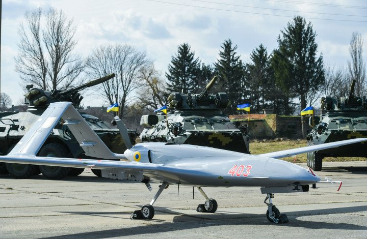 Bayraktar TB2 UAV during a test flight at a Ukrainian military base in Hmelnitski, March 2019. (Source: Getty Images) Bayraktar TB2 UAV during a test flight at a Ukrainian military base in Hmelnitski, March 2019. (Source: Getty Images)