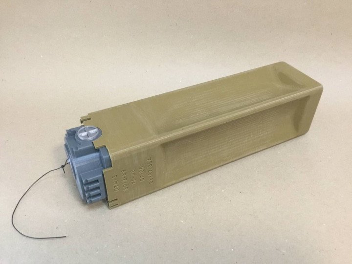 PTM-3 anti-tank mine in its original launch cassette, designed for remote deployment. (Photo: Open source) PTM-3 anti-tank mine in its original launch cassette, designed for remote deployment. (Photo: Open source)