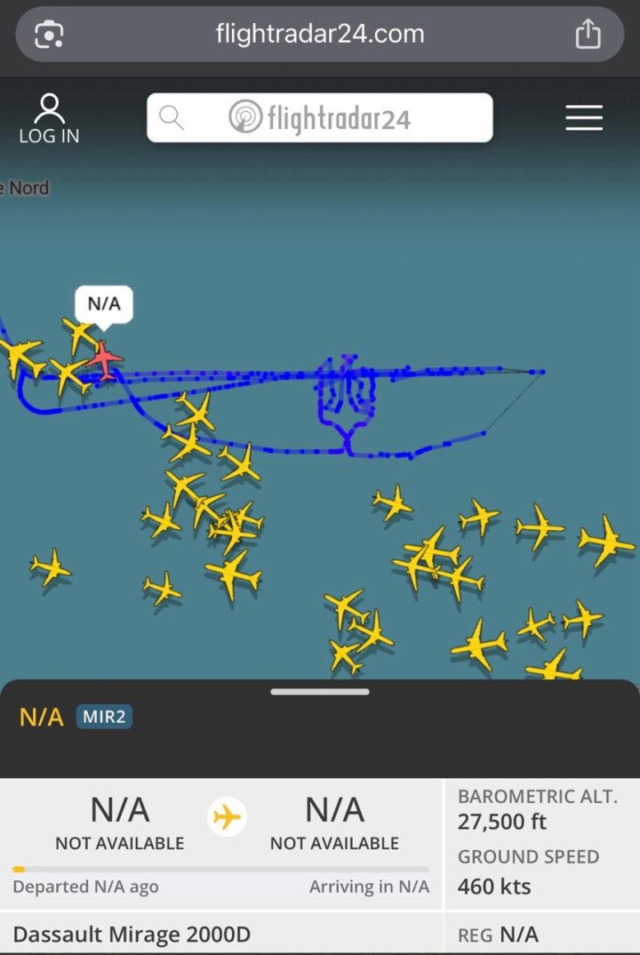 Flight path of a French Mirage 2000D forming Ukraine’s trident emblem over the Black Sea, captured on Flightradar24. Flight path of a French Mirage 2000D forming Ukraine’s trident emblem over the Black Sea, captured on Flightradar24.
