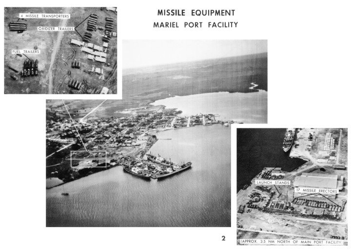 1960s NOVEMBER 4 1962 AERIAL VIEWS REVEAL VARIOUS MISSILE RELATED SITES &amp; 3 SOVIET FREIGHTERS MARIEL NAVAL PORT CUBA (Source: ClassicStock/Getty Images)
